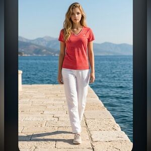 Adidas Neon Pink Striped Ultimate Tee Size L